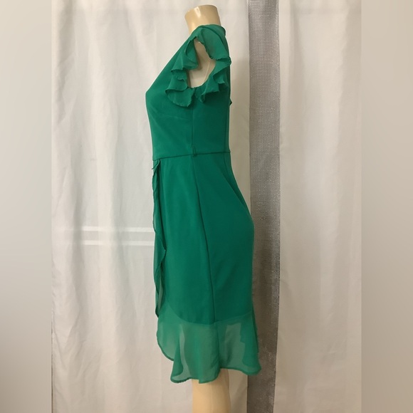 Selby Green High Low Dress with Ruffle Sleeves - Picture 4 of 7